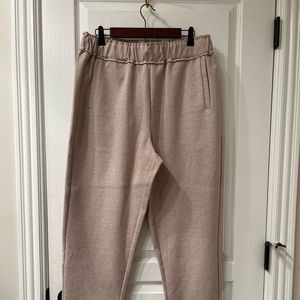 Pull On Brown Slim Fit Pants with Elastic Stretch Waist, Straight Legs Pockets